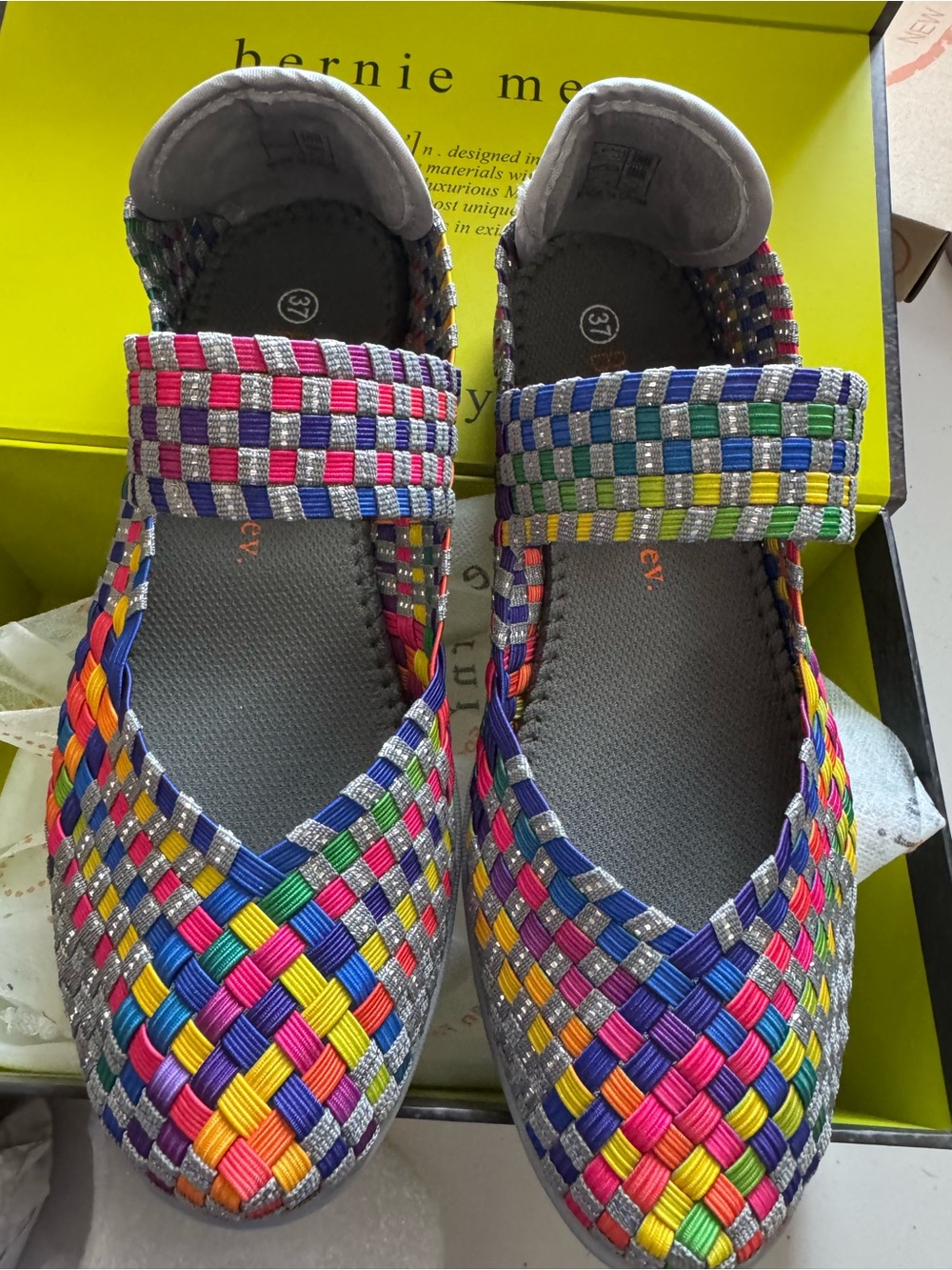 bernie mev. Multicolor Woven Mary Jane Flats